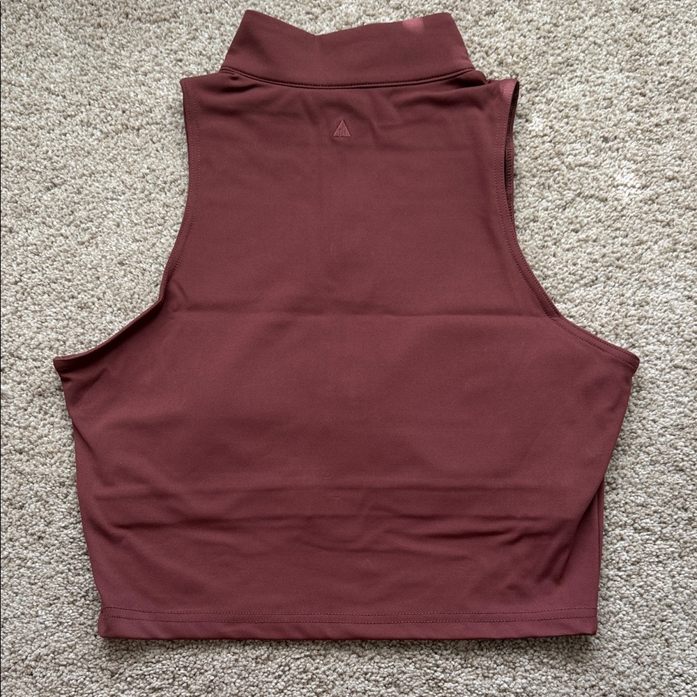 Balance Athletica Sleeveless Zip-Front Crop Top in Maroon - Picture 2 of 3